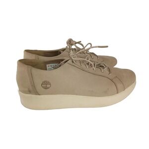 Timberland Womens Berlin Park Oxford Shoes Beige Leather Lace Up Round Toe 10